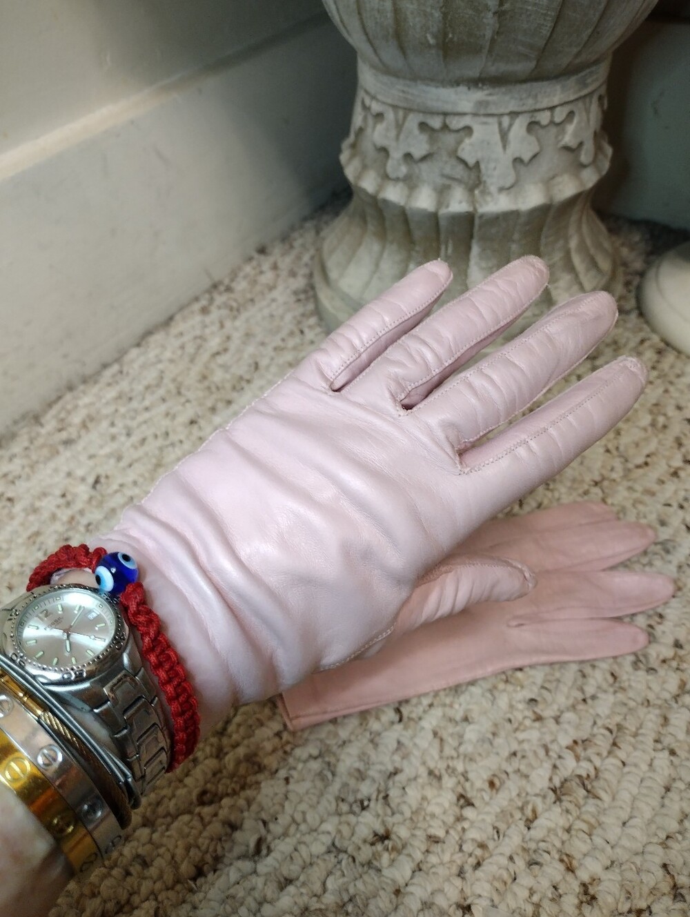 Vintage Classique Washable Pink Leather Gloves Made In Italy - Picture 8 of 8